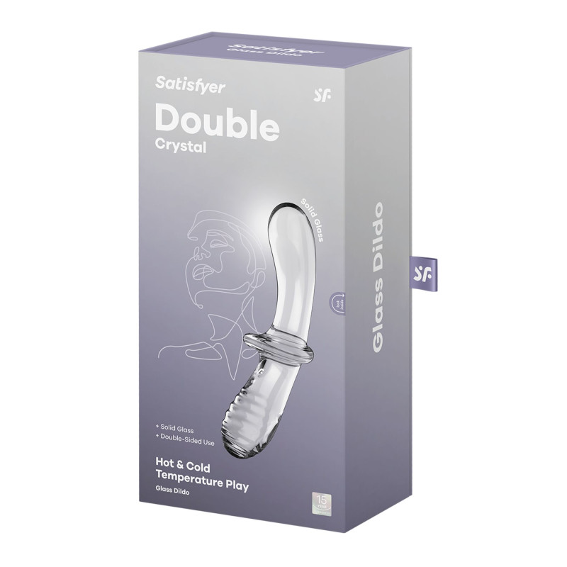 Двухсторонний стеклянный дилдо Satisfyer Double Crystal Transparent, боросиликатное стекло, унисекс Двухсторонний стеклянный дилдо Satisfyer Double Crystal Transparent, боросиликатное стекло, унисекс