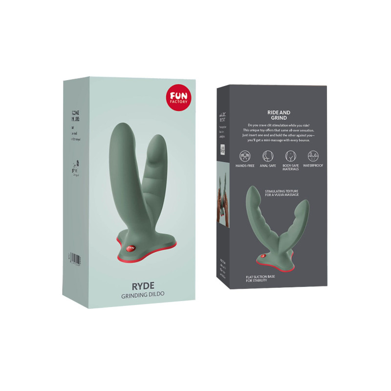Двойной фаллоимитатор Fun Factory RYDE wild olive, гибкие стволы, присоска Двойной фаллоимитатор Fun Factory RYDE wild olive, гибкие стволы, присоска