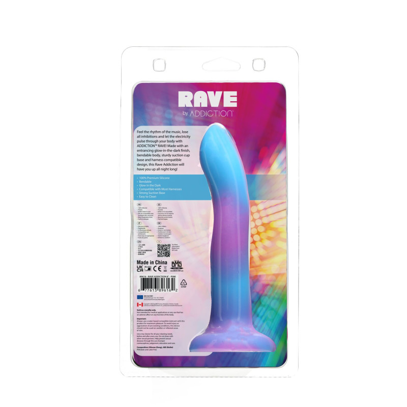 Светящийся в темноте фаллоимитатор ADDICTION Rave 8 Glow in the Dark Dildo Blue Purple, 20,3 см Светящийся в темноте фаллоимитатор ADDICTION Rave 8 Glow in the Dark Dildo Blue Purple, 20,3 см