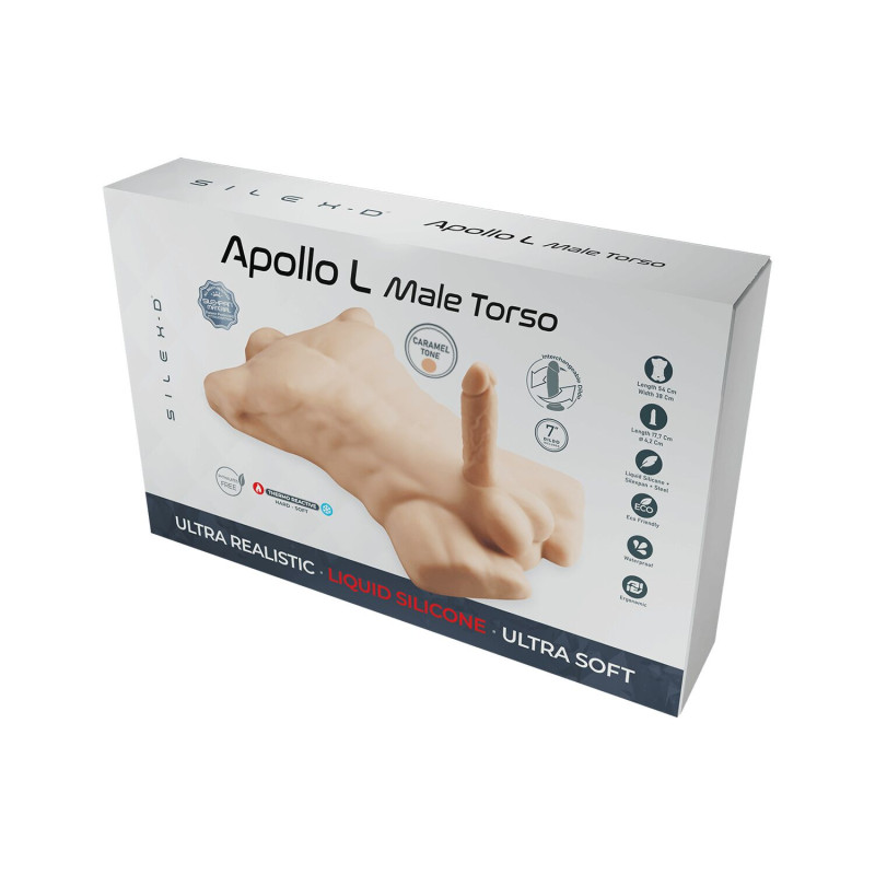 Торс с фаллоимитатором на присоске SilexD Apollo L Male Torso Caramel Торс с фаллоимитатором на присоске SilexD Apollo L Male Torso Caramel