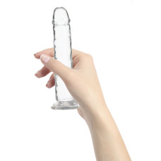 Прозрачный фаллоимитатор на присоске ADDICTION Vertical Dong 7″, виброшар в подарок