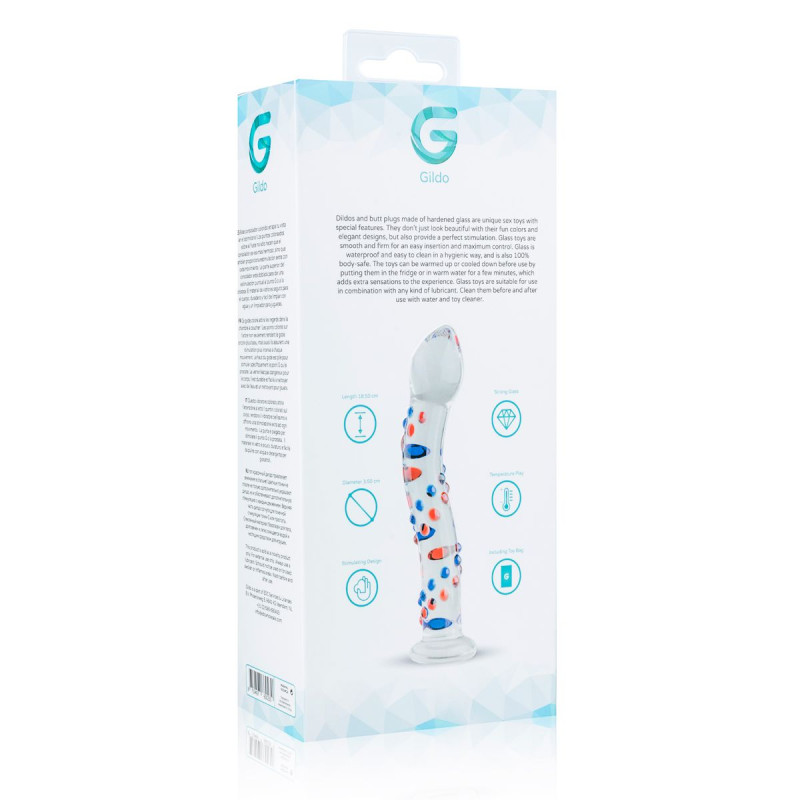 Стеклянный дилдо с изгибами и рисунком Gildo Glass Dildo No. 3 Стеклянный дилдо с изгибами и рисунком Gildo Glass Dildo No. 3