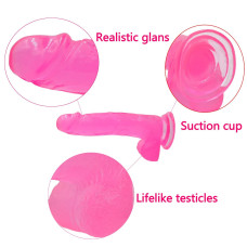 Фаллоимитатор с мошонкой LoveToy Jelly Studs Crystal Dildo Large 8 Pink