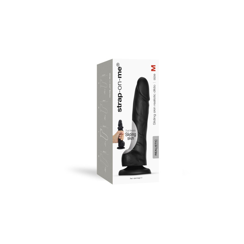 Реалистичный фаллоимитатор Strap-On-Me Sliding Realistic Skin Dildo Black - M, эффект подвижной кожи Реалистичный фаллоимитатор Strap-On-Me Sliding Realistic Skin Dildo Black - M, эффект подвижной кожи