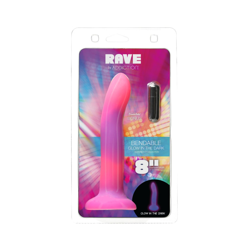 Светящийся в темноте фаллоимитатор ADDICTION Rave 8 Glow in the Dark Dildo Pink Purple, 20,3 см Светящийся в темноте фаллоимитатор ADDICTION Rave 8 Glow in the Dark Dildo Pink Purple, 20,3 см