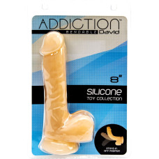 Фаллоимитатор с памятью формы, на присоске ADDICTION — DAVID 8″ Silicone Dong, виброшар.