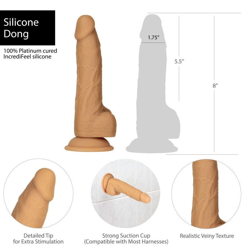 Фалоімітатор ADDICTION Dual Density Silicone Dildo Caramel 8″, присоска, діаметр 4,3 см, віброкуля в Фалоімітатор ADDICTION Dual Density Silicone Dildo Caramel 8″, присоска, діаметр 4,3 см, віброкуля в