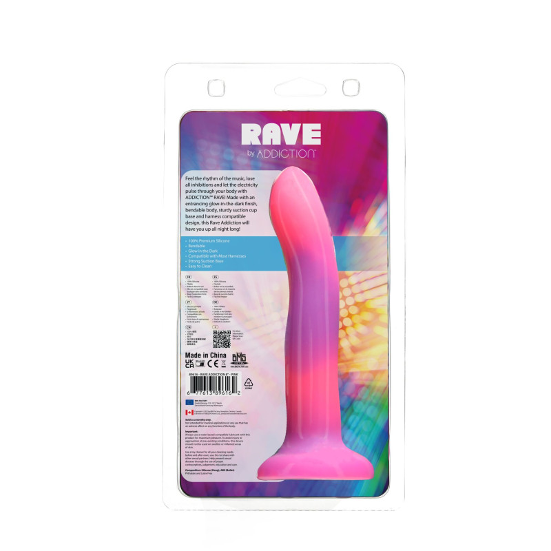 Светящийся в темноте фаллоимитатор ADDICTION Rave 8 Glow in the Dark Dildo Pink Purple, 20,3 см Светящийся в темноте фаллоимитатор ADDICTION Rave 8 Glow in the Dark Dildo Pink Purple, 20,3 см