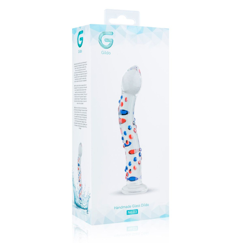 Стеклянный дилдо с изгибами и рисунком Gildo Glass Dildo No. 3 Стеклянный дилдо с изгибами и рисунком Gildo Glass Dildo No. 3