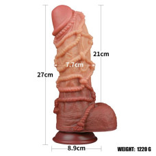 Фалоімітатор LoveToy Dual-Layered Silicone Cock With Rope 10.5 Flesh