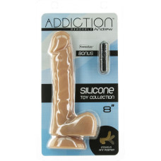 Гибкий фаллоимитатор на присоске ADDICTION — ANDREW 8″ Silicone Dong — Caramel, виброшар.