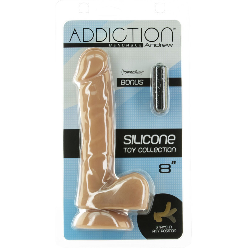 Гнучкий фалоімітатор на присосці ADDICTION — ANDREW 8″ Silicone Dong — Caramel, віброкуля в подаруно Гнучкий фалоімітатор на присосці ADDICTION — ANDREW 8″ Silicone Dong — Caramel, віброкуля в подаруно