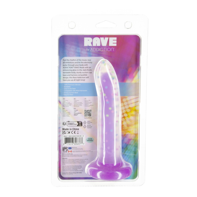 Фалоімітатор, що світиться в темряві, ADDICTION Rave 8 Glow in the Dark Dildo Purple Confetti, 20,3 см Фалоімітатор, що світиться в темряві, ADDICTION Rave 8 Glow in the Dark Dildo Purple Confetti, 20,3 см