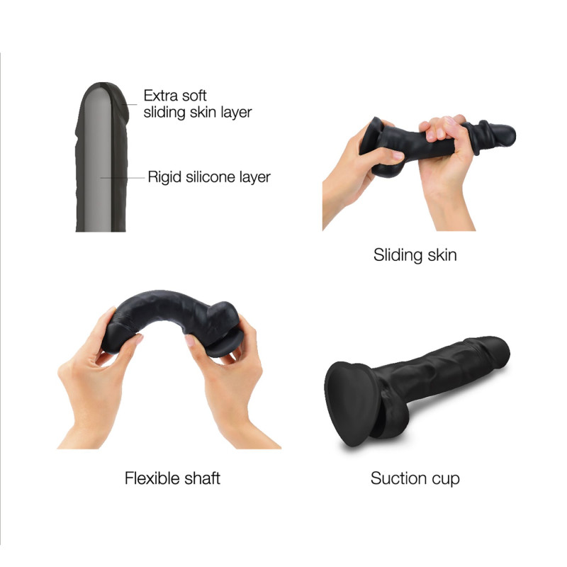 Реалистичный фаллоимитатор Strap-On-Me Sliding Skin Realistic Dildo Black - S, эффект подвижной кожи Реалистичный фаллоимитатор Strap-On-Me Sliding Skin Realistic Dildo Black - S, эффект подвижной кожи