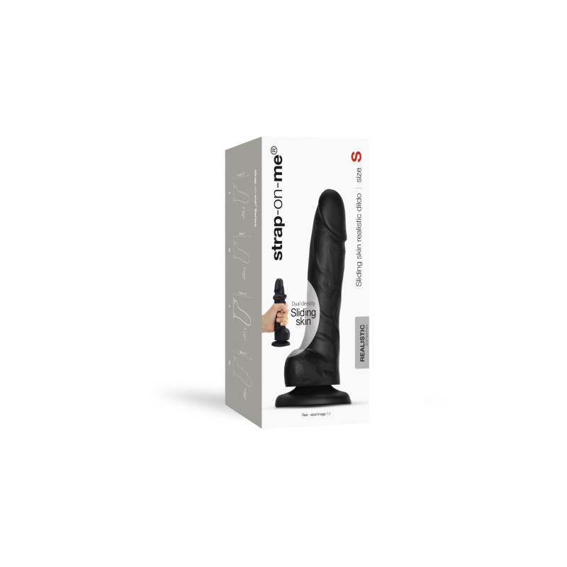 Реалистичный фаллоимитатор Strap-On-Me Sliding Skin Realistic Dildo Black - S, эффект подвижной кожи Реалистичный фаллоимитатор Strap-On-Me Sliding Skin Realistic Dildo Black - S, эффект подвижной кожи