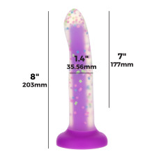 Фалоімітатор, що світиться в темряві, ADDICTION Rave 8 Glow in the Dark Dildo Purple Confetti, 20,3 см