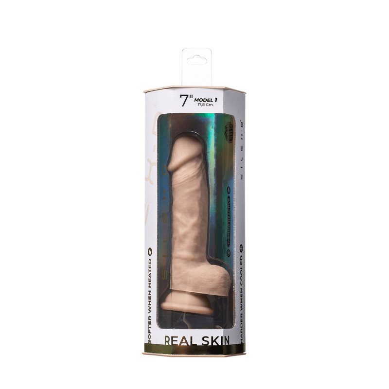 Фалоімітатор SilexD Johnny Real Skin Flesh (7in MODEL 1), суперсофт-силікон+Silexpan, діаметр 3,8см