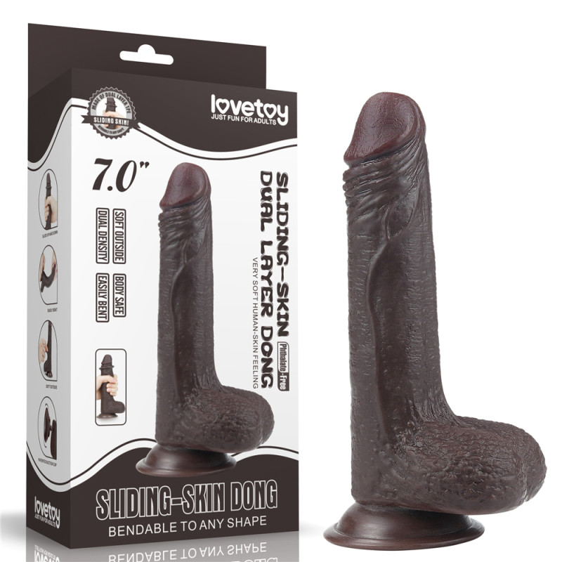 Фалоімітатор LoveToy Sliding-Skin Dual Layer Dong 7 460 Black Фалоімітатор LoveToy Sliding-Skin Dual Layer Dong 7 460 Black
