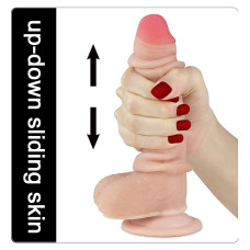 Фаллоимитатор с мошонкой LoveToy Sliding Skin Dual Layer Dong 7 Inch Телесный