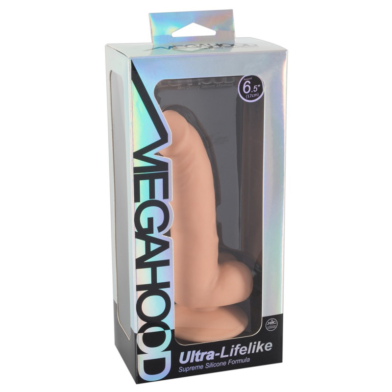 Фалоімітатор NMC з мошонкою MegaHood Тілесний 19 см Фалоімітатор NMC з мошонкою MegaHood Тілесний 19 см