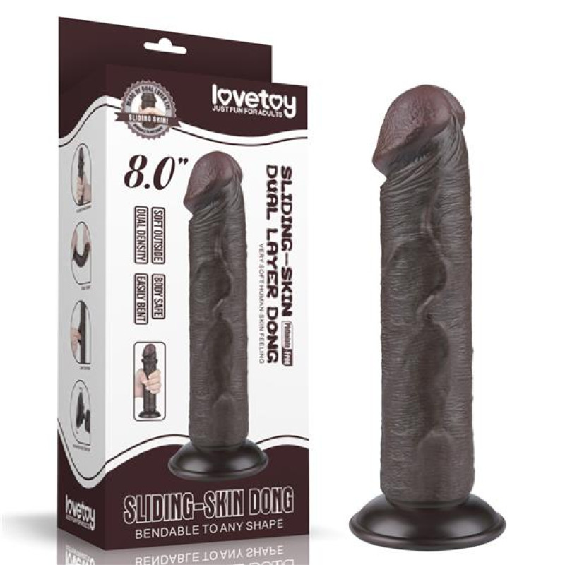 Фалоімітатор LoveToy Sliding-Skin Dual Layer Dong 8 Black Фалоімітатор LoveToy Sliding-Skin Dual Layer Dong 8 Black