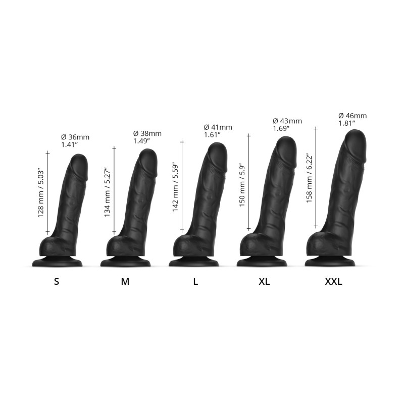 Реалістичний фалоімітатор Strap-On-Me Sliding Skin Realistic Dildo Black - XL, ефект рухливої шкіри Реалістичний фалоімітатор Strap-On-Me Sliding Skin Realistic Dildo Black - XL, ефект рухливої шкіри
