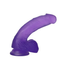 Фалоімітатор з мошонкою LoveToy Jelly Studs Crystal Dildo Medium 7 Purple
