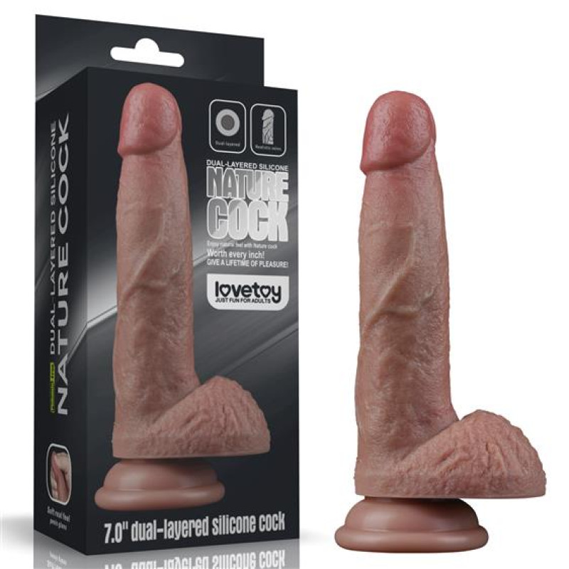 Фаллоимитатор LoveToy Dual-Layered Silicone Cock 7 Brown
