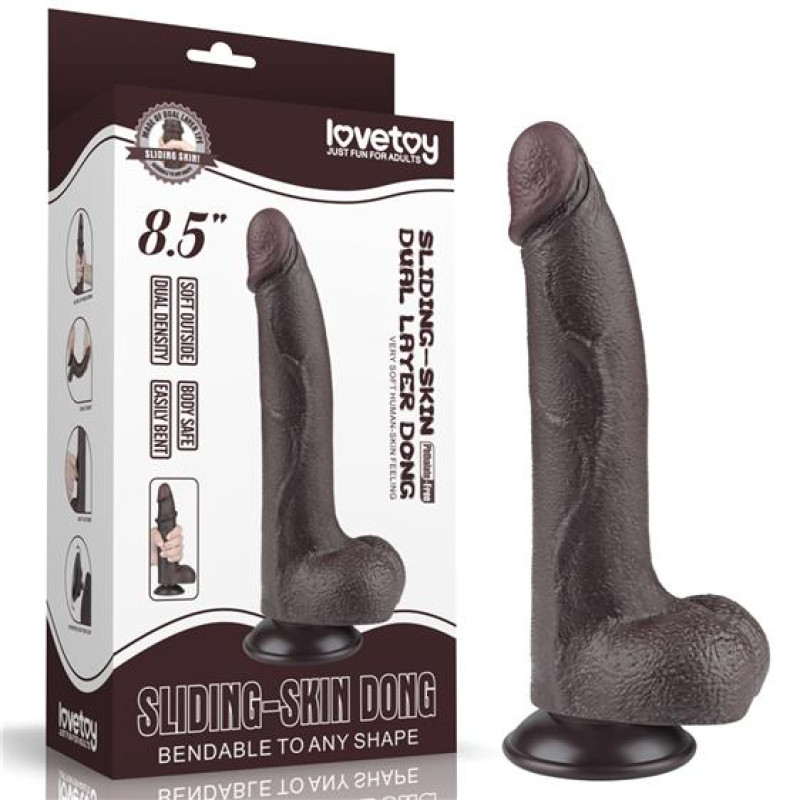 Фалоімітатор LoveToy Sliding-Skin Dual Layer Dong 8.5 998 Black Фалоімітатор LoveToy Sliding-Skin Dual Layer Dong 8.5 998 Black