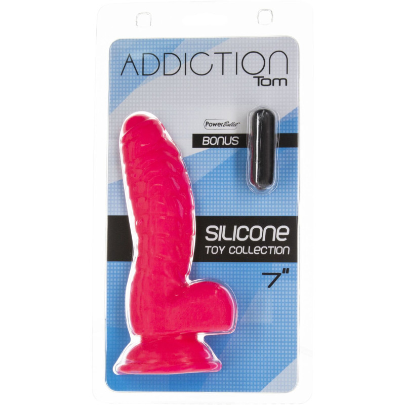 Ребристий фалоімітатор на присосці ADDICTION — Tom 7″ Dildo With Balls — Pink, віброкуля в подарунок Ребристий фалоімітатор на присосці ADDICTION — Tom 7″ Dildo With Balls — Pink, віброкуля в подарунок