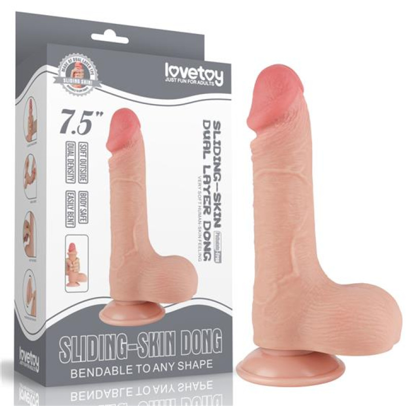 Фалоімітатор LoveToy Sliding-Skin Dual Layer Dong 7.5 994 Flesh Фалоімітатор LoveToy Sliding-Skin Dual Layer Dong 7.5 994 Flesh