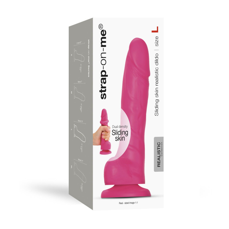 Реалістичний фалоімітатор Strap-On-Me Sliding Skin Realistic Dildo Fuchsia - L, ефект рухливої шкіри Реалістичний фалоімітатор Strap-On-Me Sliding Skin Realistic Dildo Fuchsia - L, ефект рухливої шкіри