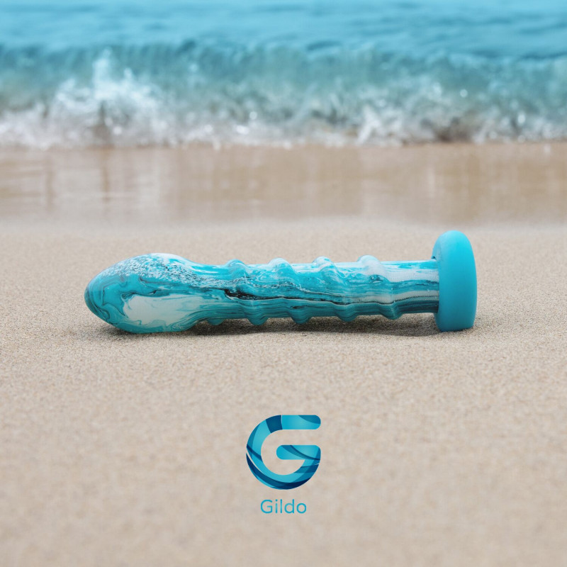 Стеклянный дилдо Gildo Ocean Wave, с силиконовой основой Стеклянный дилдо Gildo Ocean Wave, с силиконовой основой