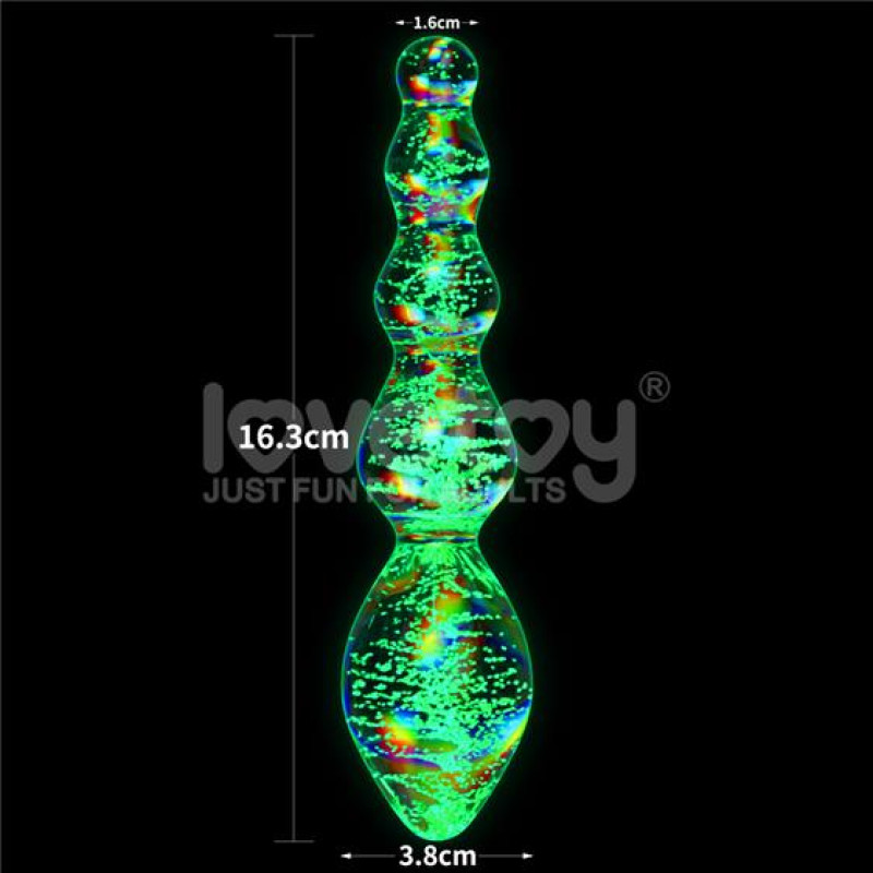 Фалоімітатор LoveToy Twilight Gleam Glow-in-the-dark Glass Dildo Tantalizing Orbs Фалоімітатор LoveToy Twilight Gleam Glow-in-the-dark Glass Dildo Tantalizing Orbs