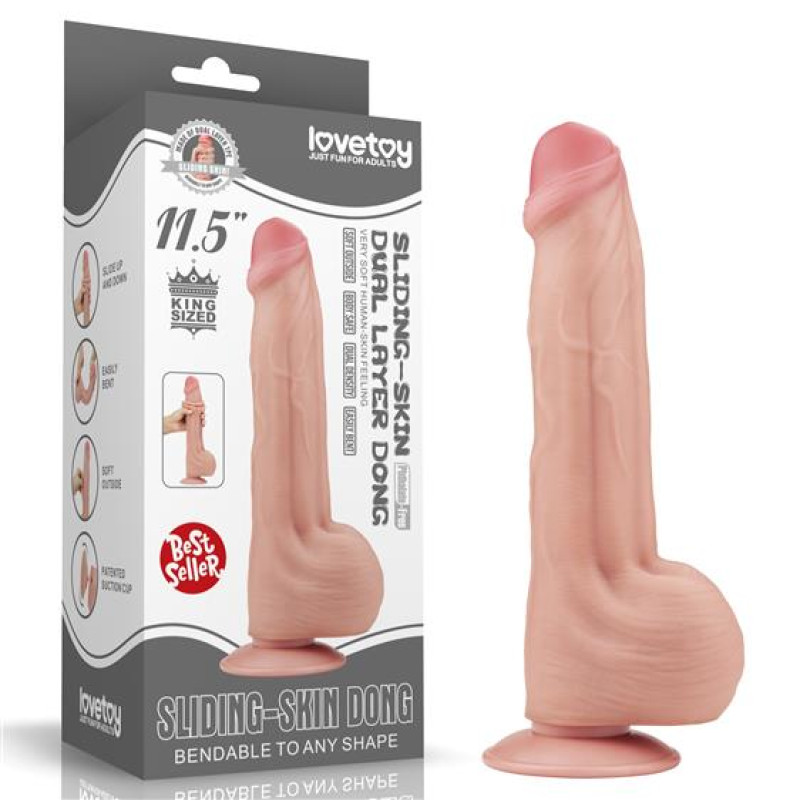 Фалоімітатор LoveToy Sliding-Skin Dual Layer Dong 11.5 Flesh Фалоімітатор LoveToy Sliding-Skin Dual Layer Dong 11.5 Flesh