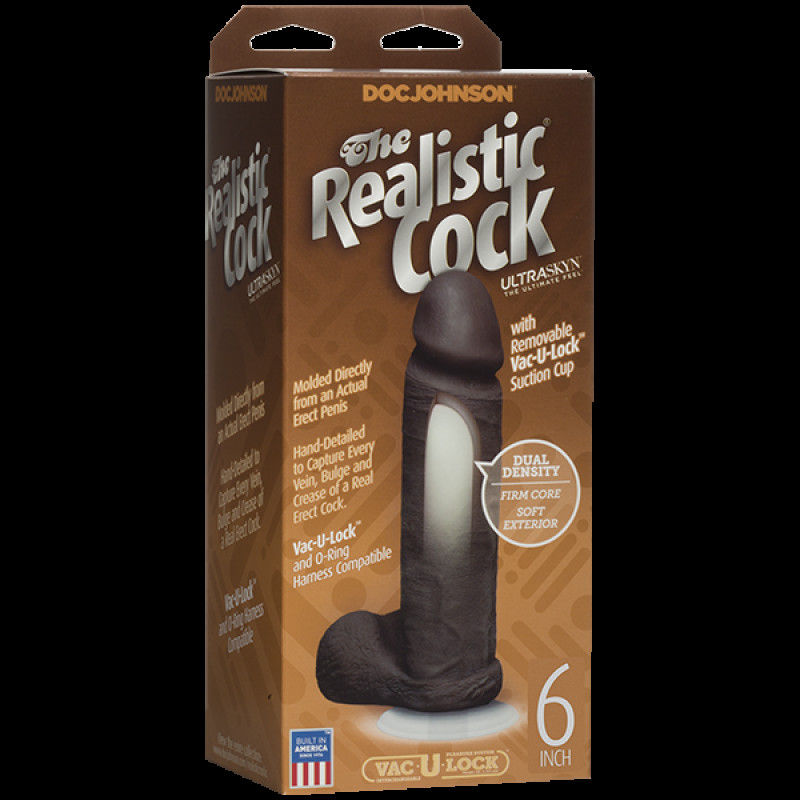 Фаллоимитатор Doc Johnson The Realistic Cock 6 inch Black - ULTRASKYN, Vac-U-Lock, диаметр 4,3 см