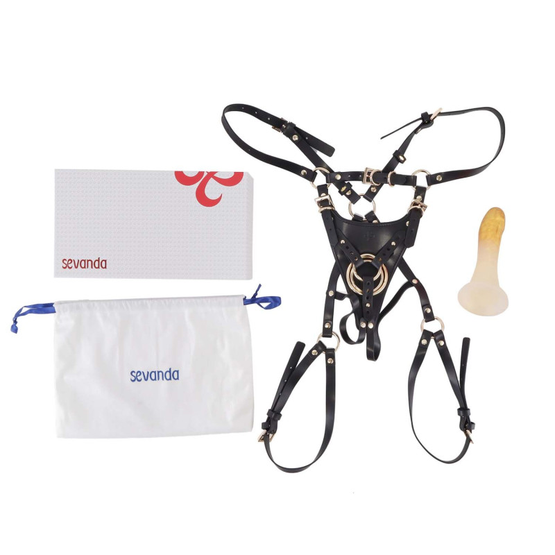 Страпон LOCKINK SEVANDA Queen Sheba Strapon Golden Dildo, регульовані кріплення, силіконовий дилдо