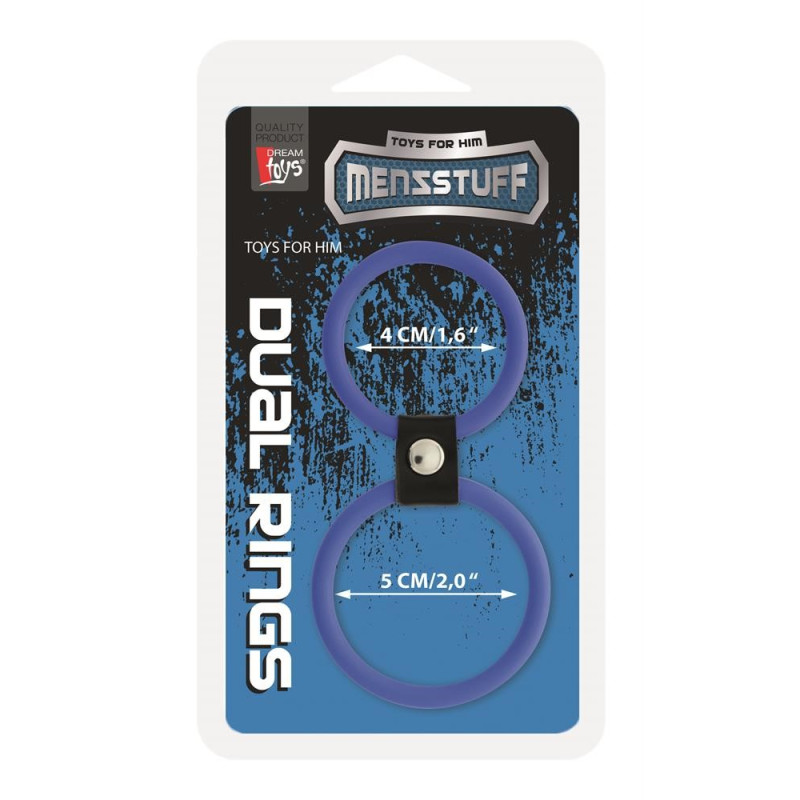 Эрекционное кольцо Dreamtoys Menzstuff Dual Rings Голубое Эрекционное кольцо Dreamtoys Menzstuff Dual Rings Голубое