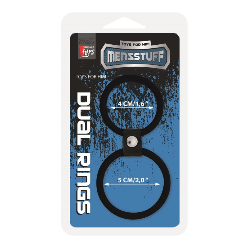 Эрекционное кольцо Dreamtoys Menzstuff Dual Rings Черное Эрекционное кольцо Dreamtoys Menzstuff Dual Rings Черное