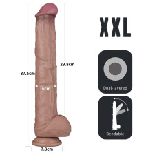 Фаллоимитатор LoveToy Dual Layered Bendable Silicone Cock XXL 14.5 Flesh