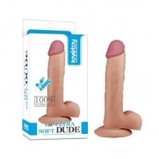 Фаллоимитатор с мошонкой LoveToy Dildo The Ultra Soft Dude 9,0 Телесный