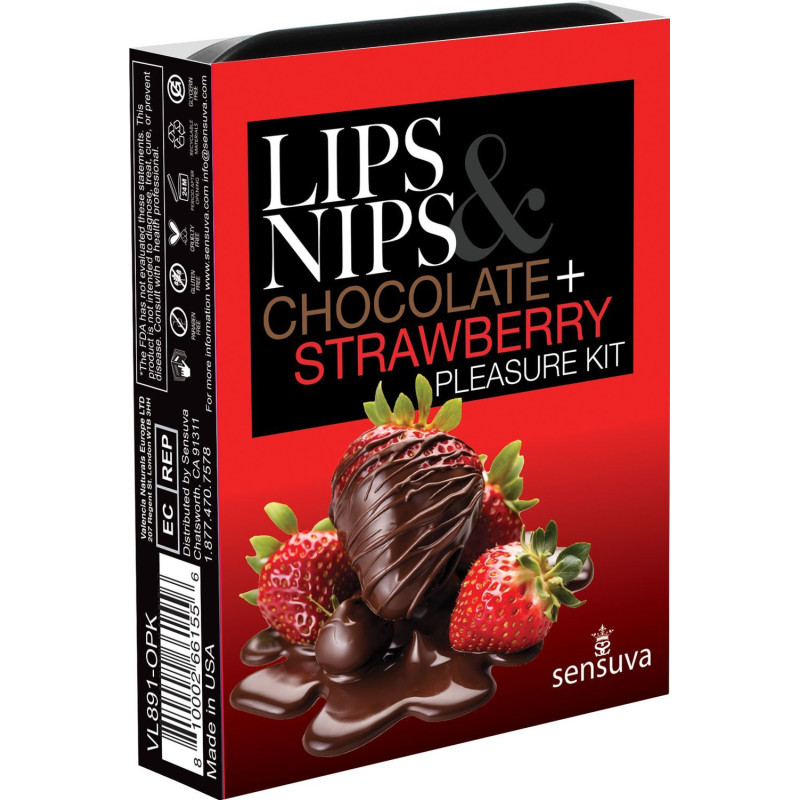 Подарочный набор Sensuva Lips & Nips Pleasure Kit - Chocolate Strawberry 2 x 4г
