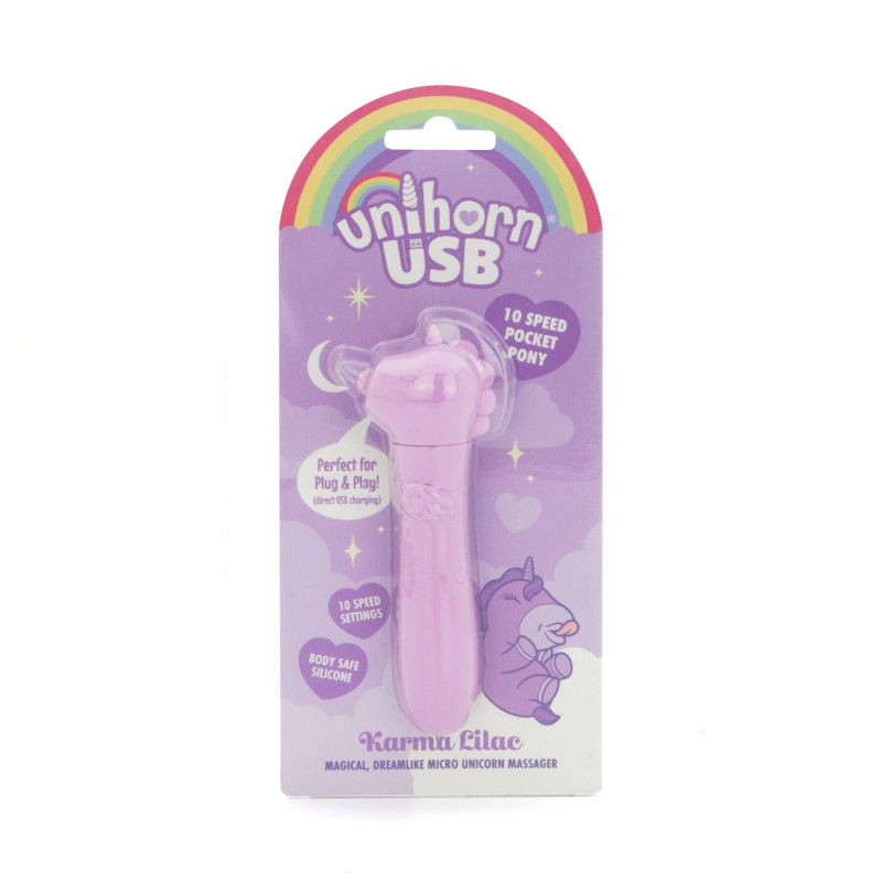 Вибратор-единорожка Unihorn USB Bullet - Karma Lilac, вибропуля, USB зарядка
