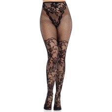 Колготки Leg Avenue Dahlia Lace Tights with Net Thigh Detail One Size