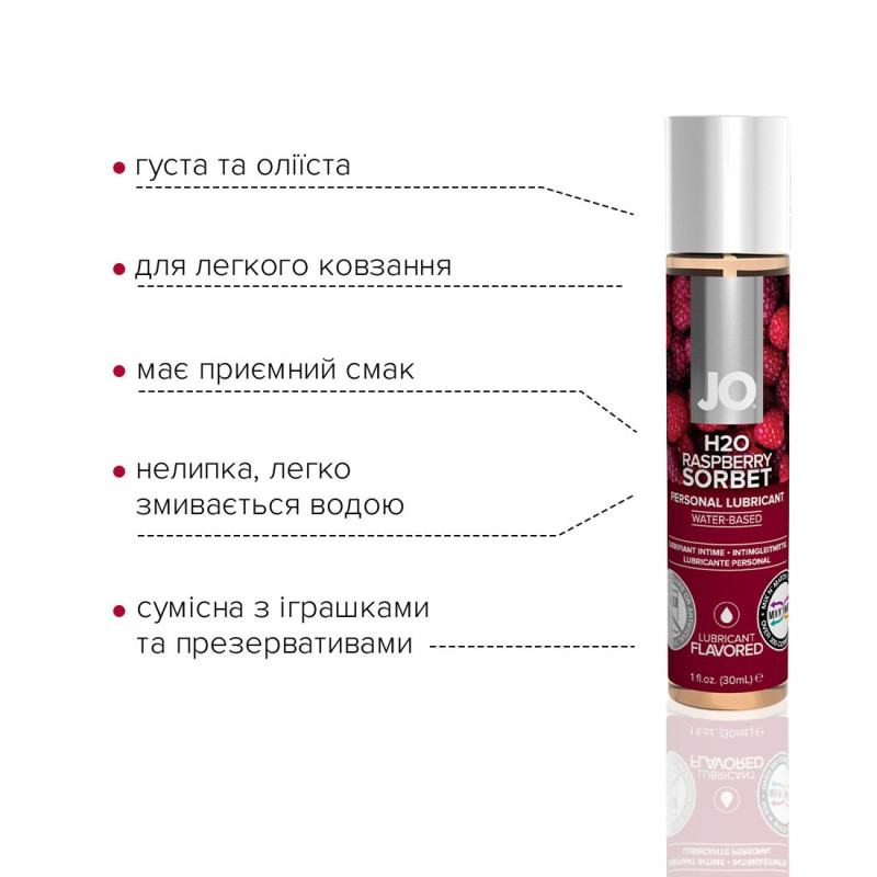Лубрикант на водній основі System JO H2O RASPBERRY SORBET 30 мл Лубрикант на водній основі System JO H2O RASPBERRY SORBET 30 мл