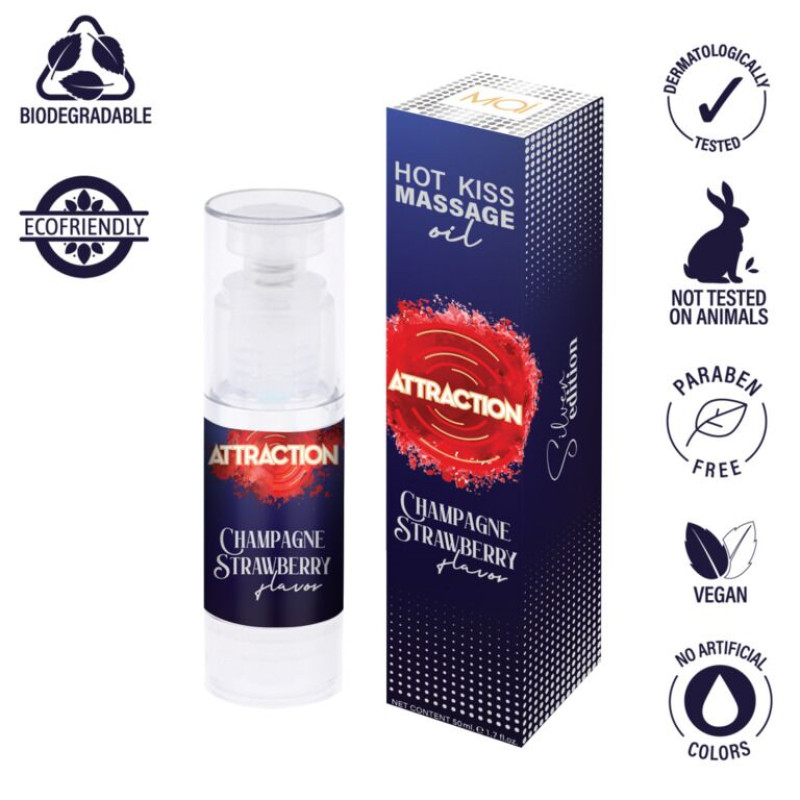 Съедобное массажное масло MAI Attraction Champagne Strawberry Hot Kiss (50 мл) Съедобное массажное масло MAI Attraction Champagne Strawberry Hot Kiss (50 мл)