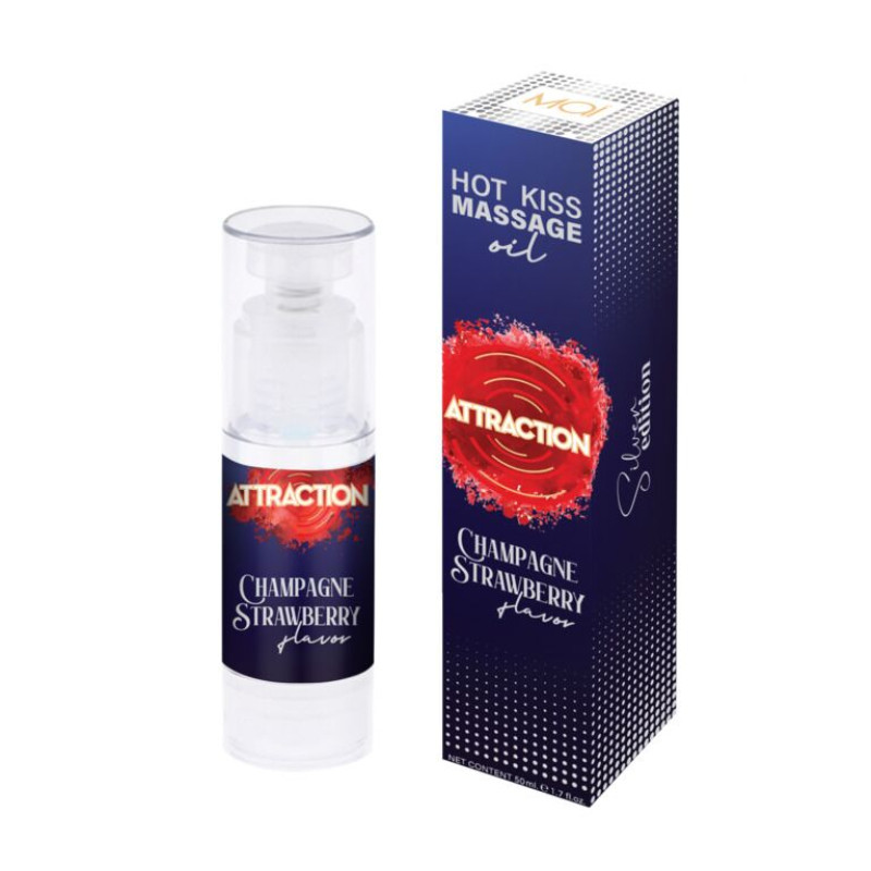 Съедобное массажное масло MAI Attraction Champagne Strawberry Hot Kiss (50 мл) Съедобное массажное масло MAI Attraction Champagne Strawberry Hot Kiss (50 мл)
