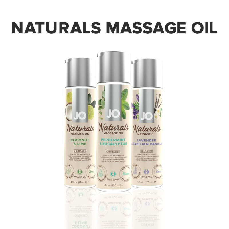 Масажна олія JO Naturals Massage Oil Peppermint & Eucalyptus з ефірними оліями (120 мл)