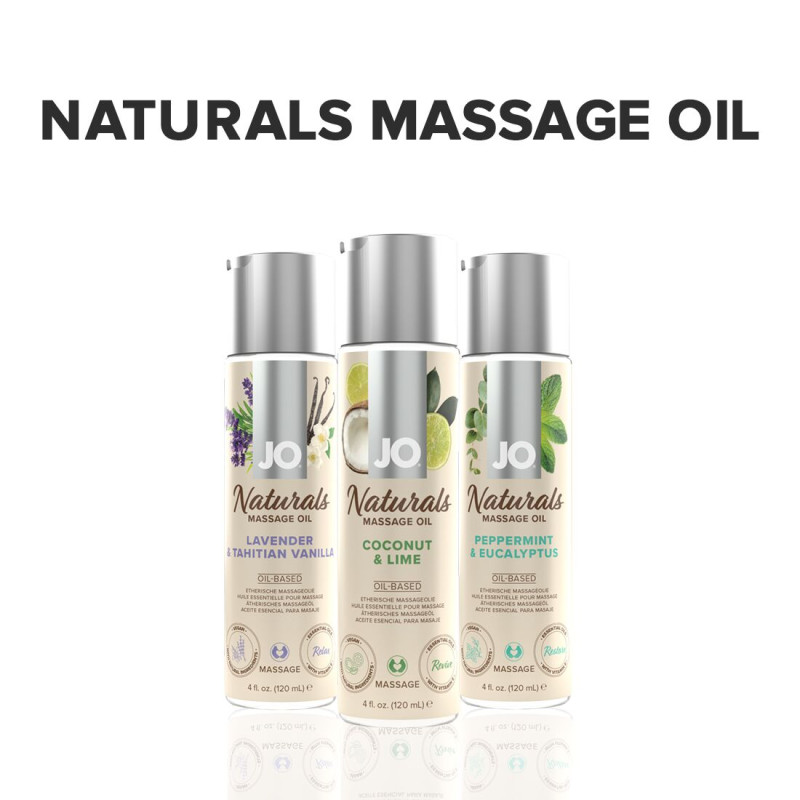 Масажна олія JO Naturals Massage Oil Coconut&Lime з натуральними ефірними оліями 120мл Масажна олія JO Naturals Massage Oil Coconut&Lime з натуральними ефірними оліями 120мл