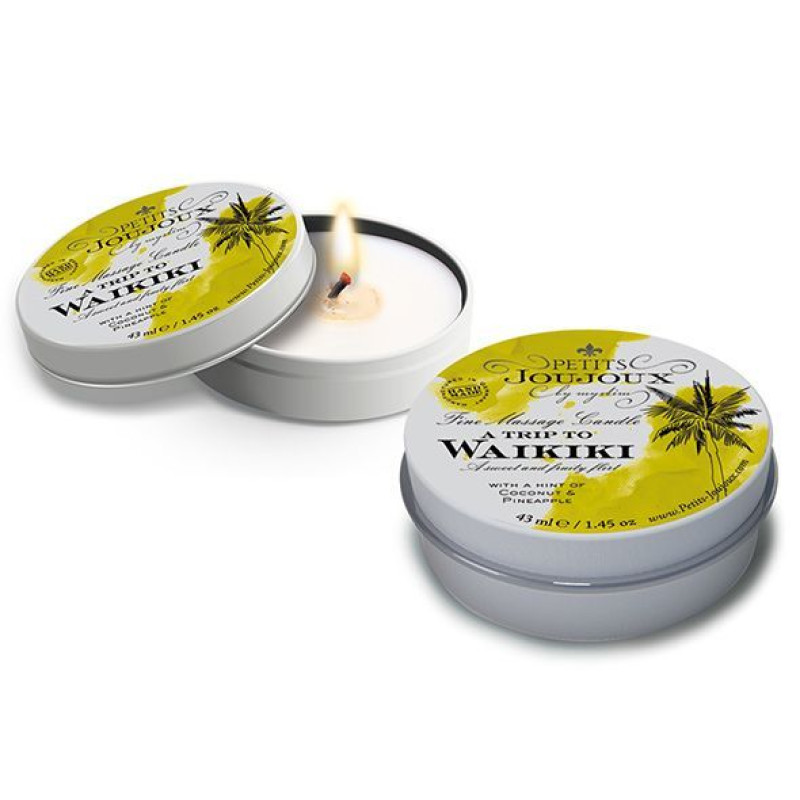 Масажна свічка Petits Joujoux Waikiki Beach Coconut and Pineapple з афродизіаками 43 мл